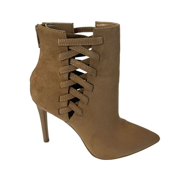 Aldo Women's Tuxedo Suede Pointed Toe Ankle Boots Tan Size 5 - Picture 3 of 11